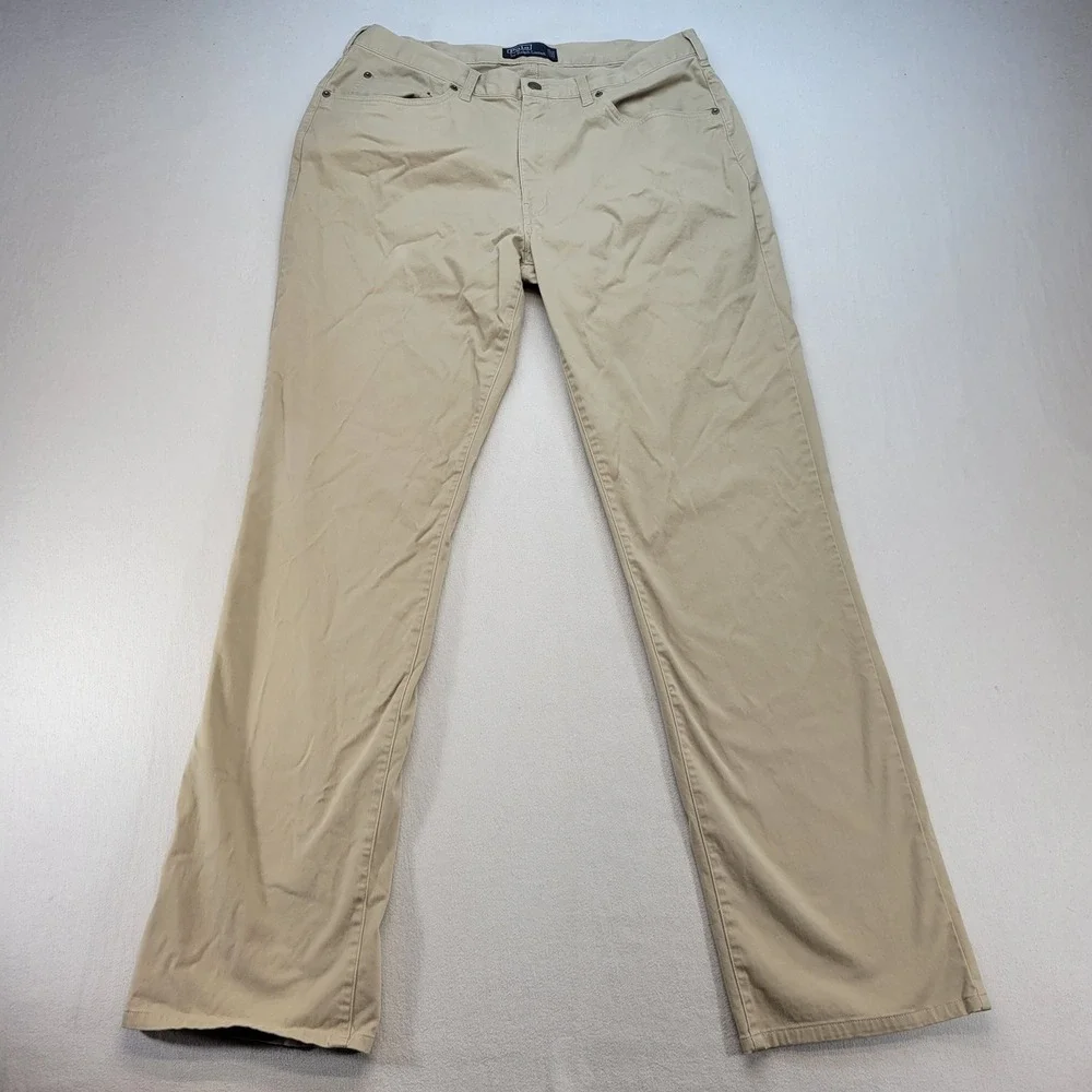 Polo Ralph Lauren Pants Mens 36x34 Tan Straight Leg Cotton Stretch Chino